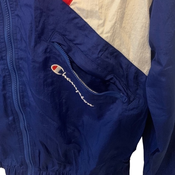 CHAMPION | Vintage Red White & Blue Warm Up Windbreaker | Size L - Picture 7 of 12